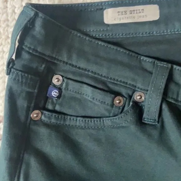 AG Women's The Stilt Cigarette Jean in Deep Green (Almost Black) - Picture 4 of 5
